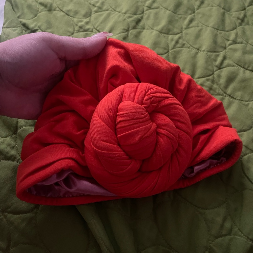Vibrant Red Turban Headwrap / T-shirt bun